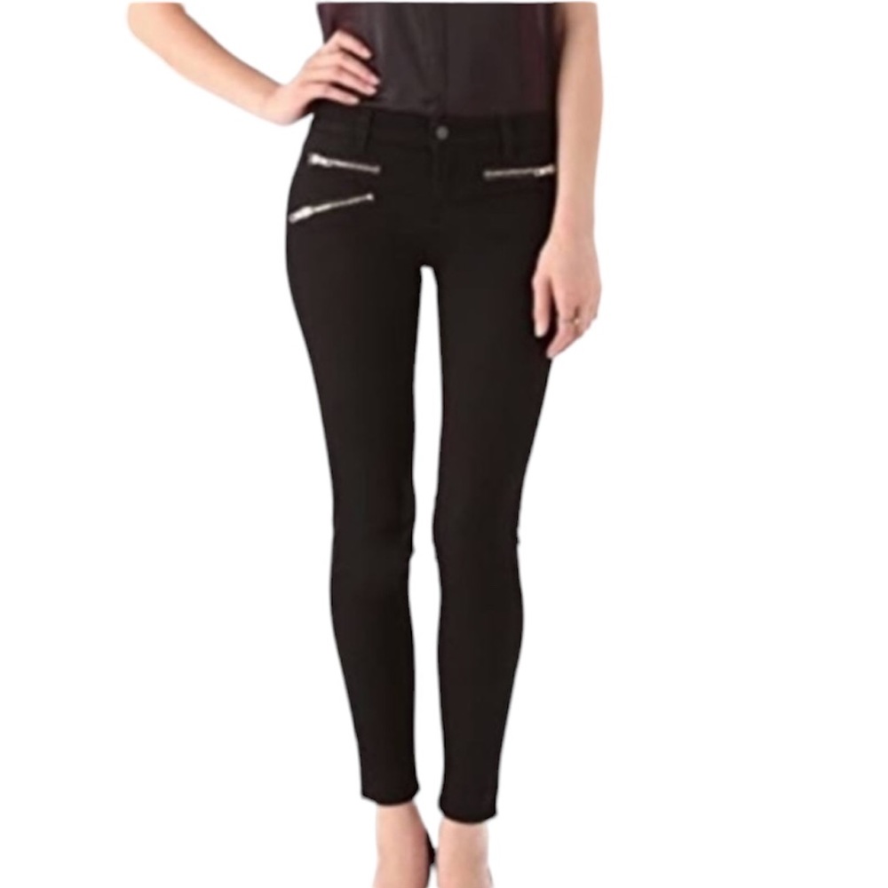 Never worn J Brand Zoey black skinny jeans metal zippers moto size 31